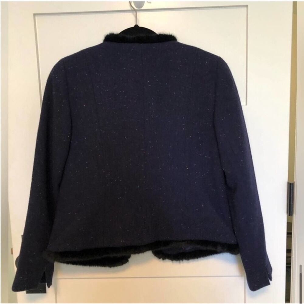 NWT Talbots Navy Tweed Faux Fur Trim Jacket - Picture 8 of 9